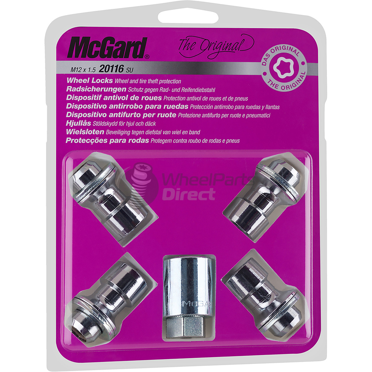 Set of McGard 20116SU 12x1.5 Flat 42mm Chrome Locking Wheel Nuts