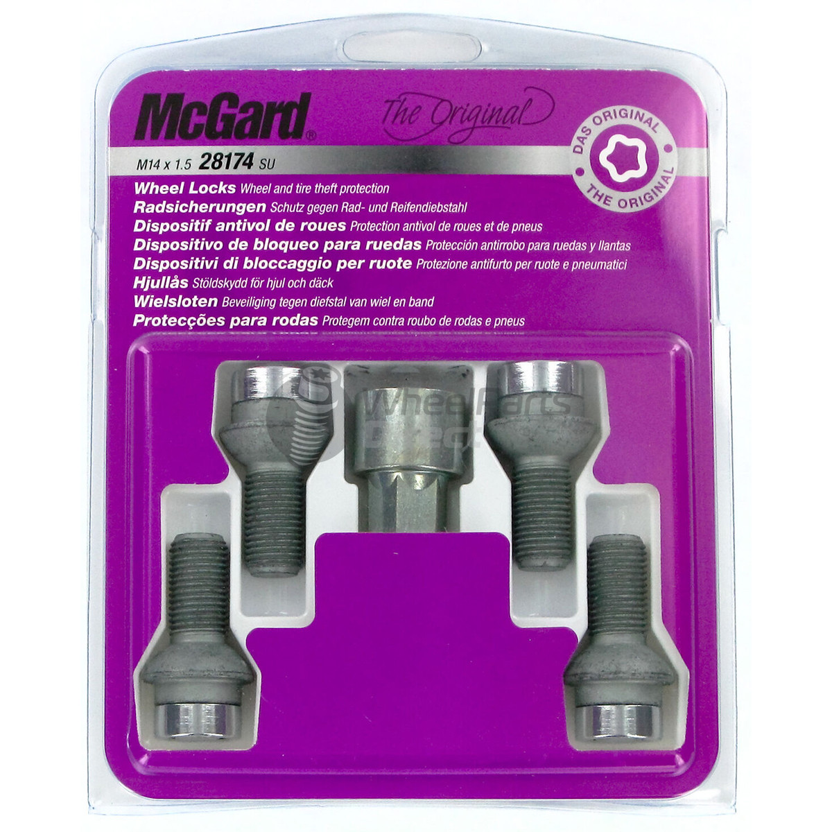 Set of McGard 28174SU 14x1.5 R14 27mm Chrome Locking Wheel Bolts