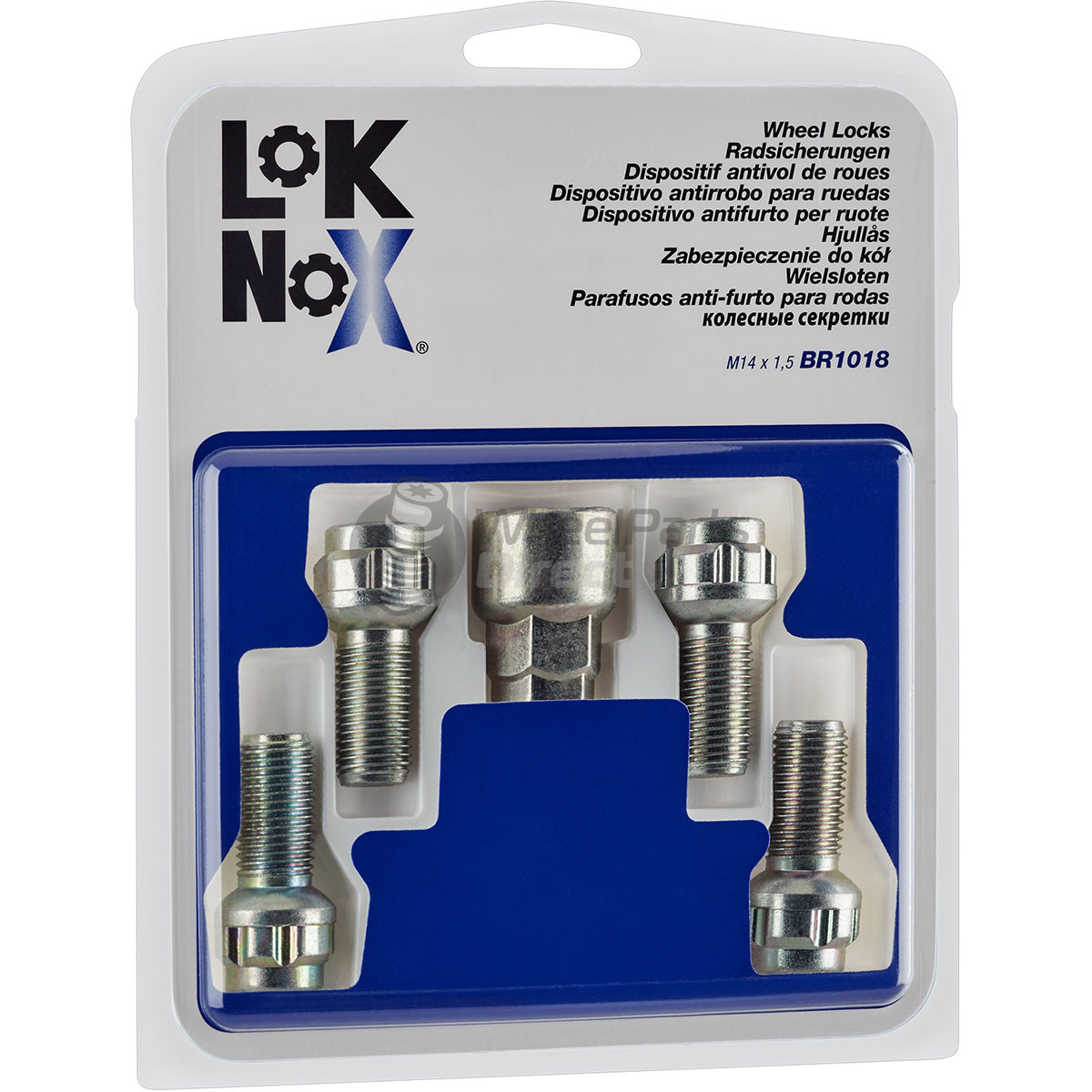 Set of LokNox BR1018 14x1.5 R13 27mm Chrome Locking Wheel Bolts