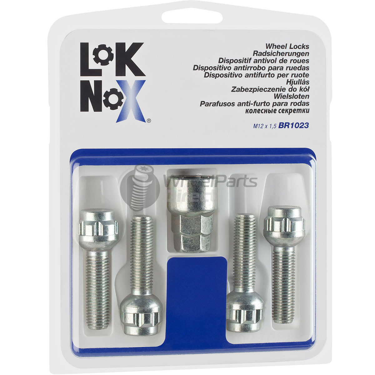 Set of LokNox BR1023 12x1.5 R12 40mm Chrome Locking Wheel Bolts