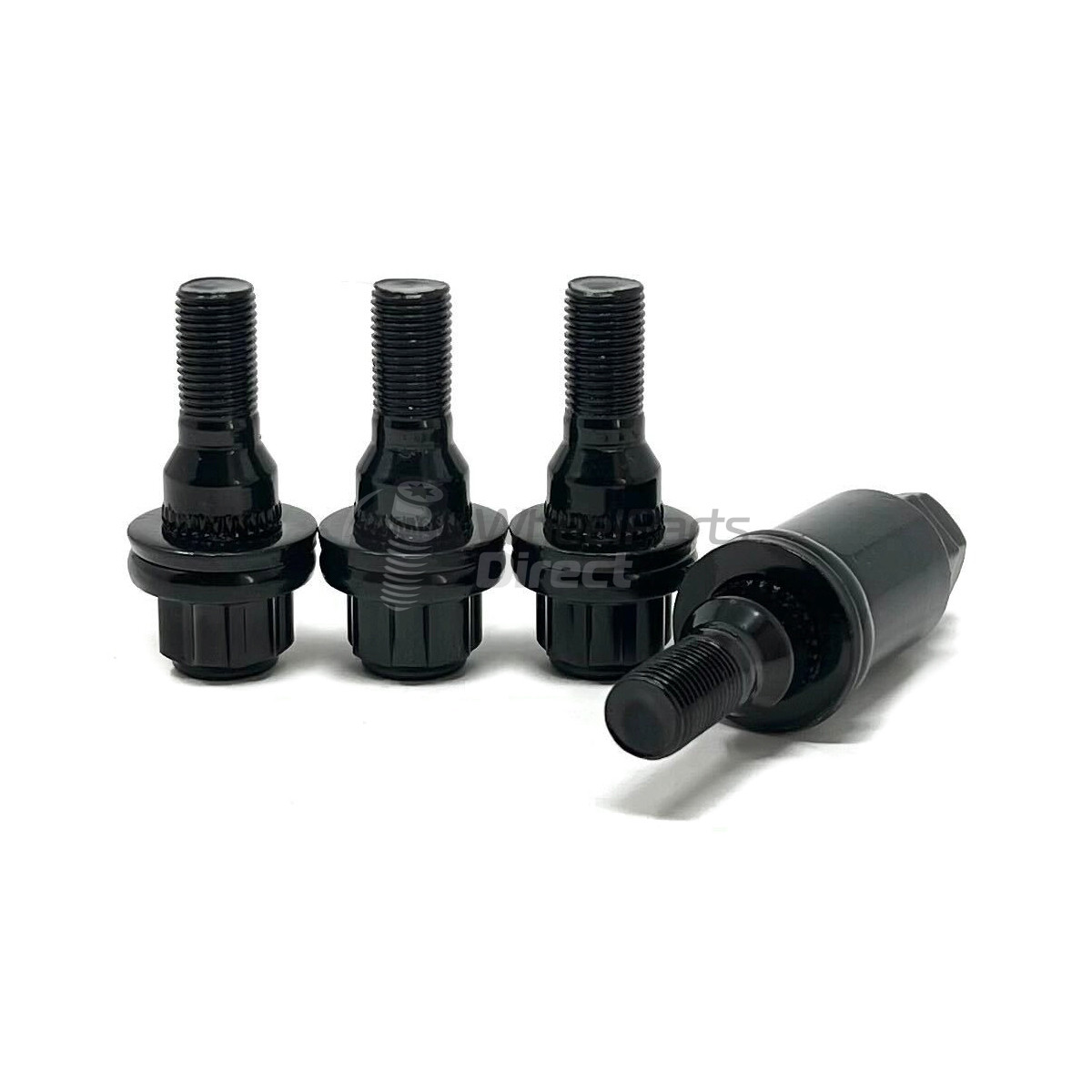 Set of GEN2 Economy 12x1.25 Flat 35mm Black Locking Wheel Bolts