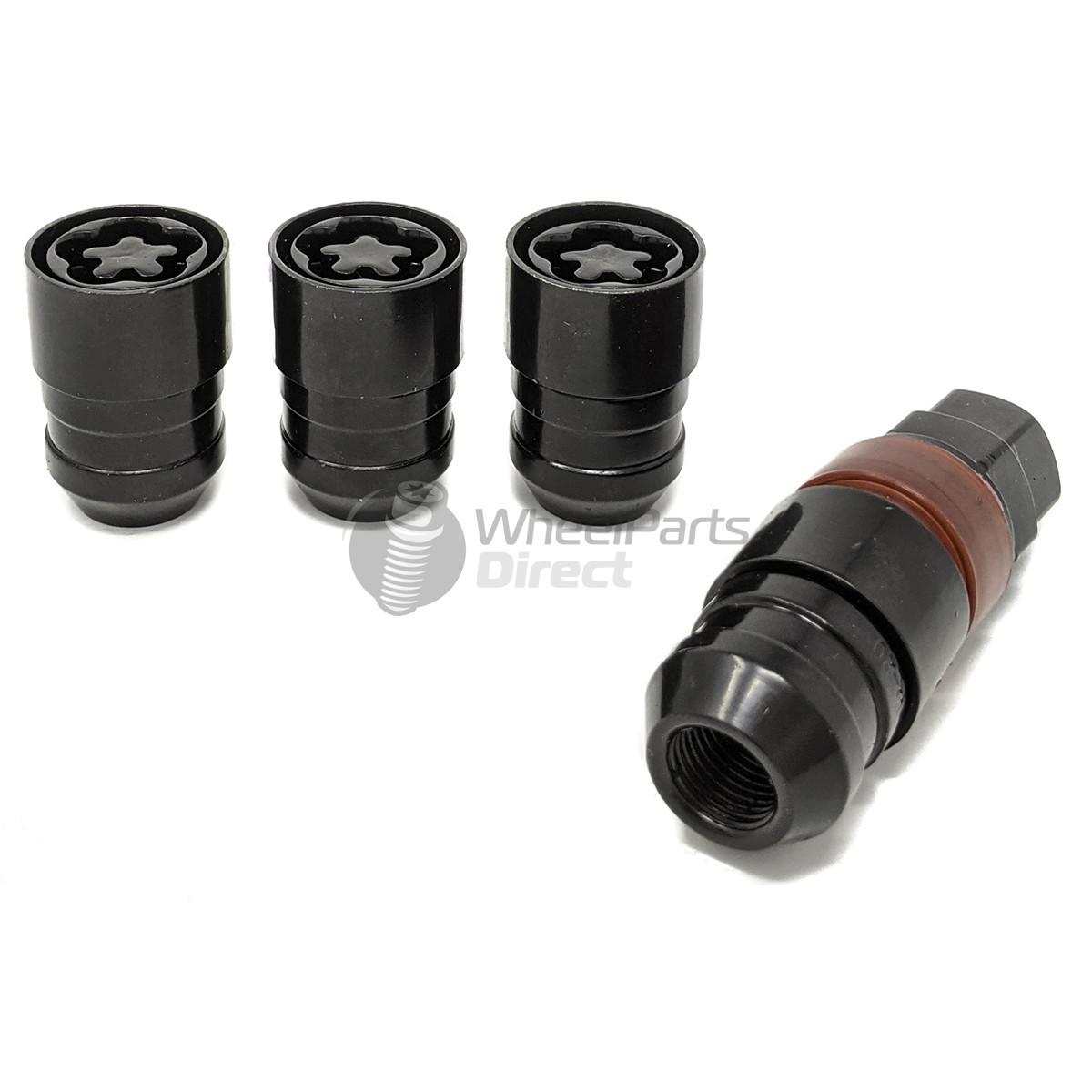 Set of GEN2 Premium 14x1.5 Tapered 34mm Black Locking Wheel Nuts