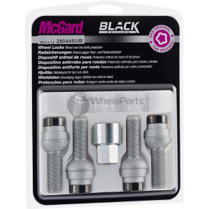 Set of McGard 28044SUB 14x1.5 R14 37mm Black Locking Wheel Bolts
