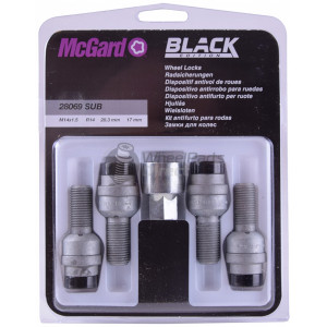Set of McGard 28069SUB 14x1.5 R14 28mm Black Locking Wheel Bolts