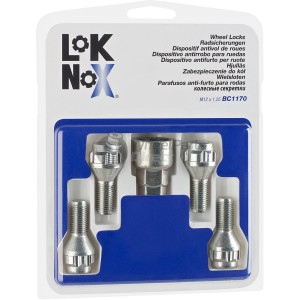 Set of LokNox BC1170 12x1.25 Tapered 22mm Chrome Locking Wheel Bolts