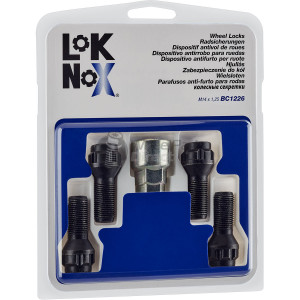 Set of LokNox BC1226 14x1.25 Tapered 27mm Black Locking Wheel Bolts