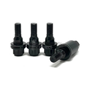 Set of GEN2 Economy 12x1.25 Flat 35mm Black Locking Wheel Bolts