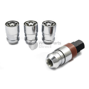 Set of GEN2 Premium 1/2" UNF Tapered 34mm Chrome Locking Wheel Nuts